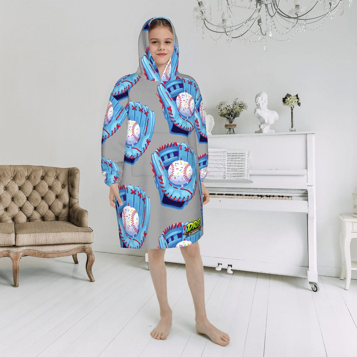 Youth Blanket Sweatshirt - Baseball Sprinkles Grey