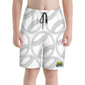 Youth Swim Shorts - Grey Baseballs White