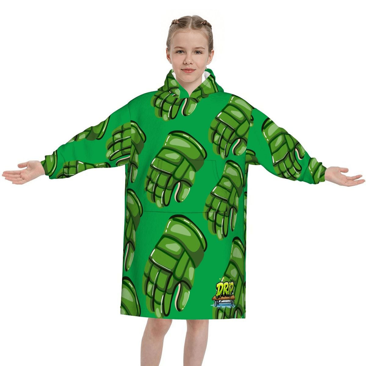 Youth Blanket Sweatshirt - Green Hockey Gloves Classic Green