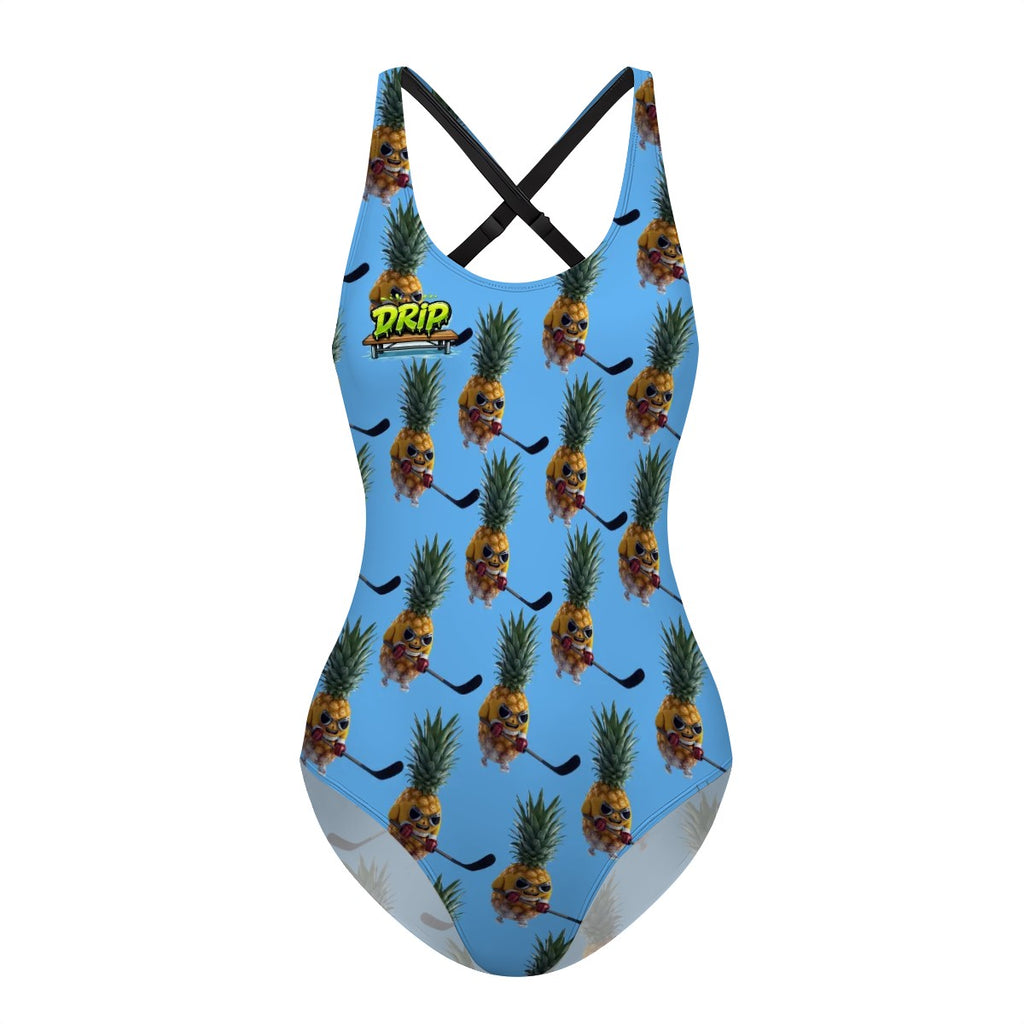 Cross-Back One Piece Swimsuit Women - Piney Snipes Blue