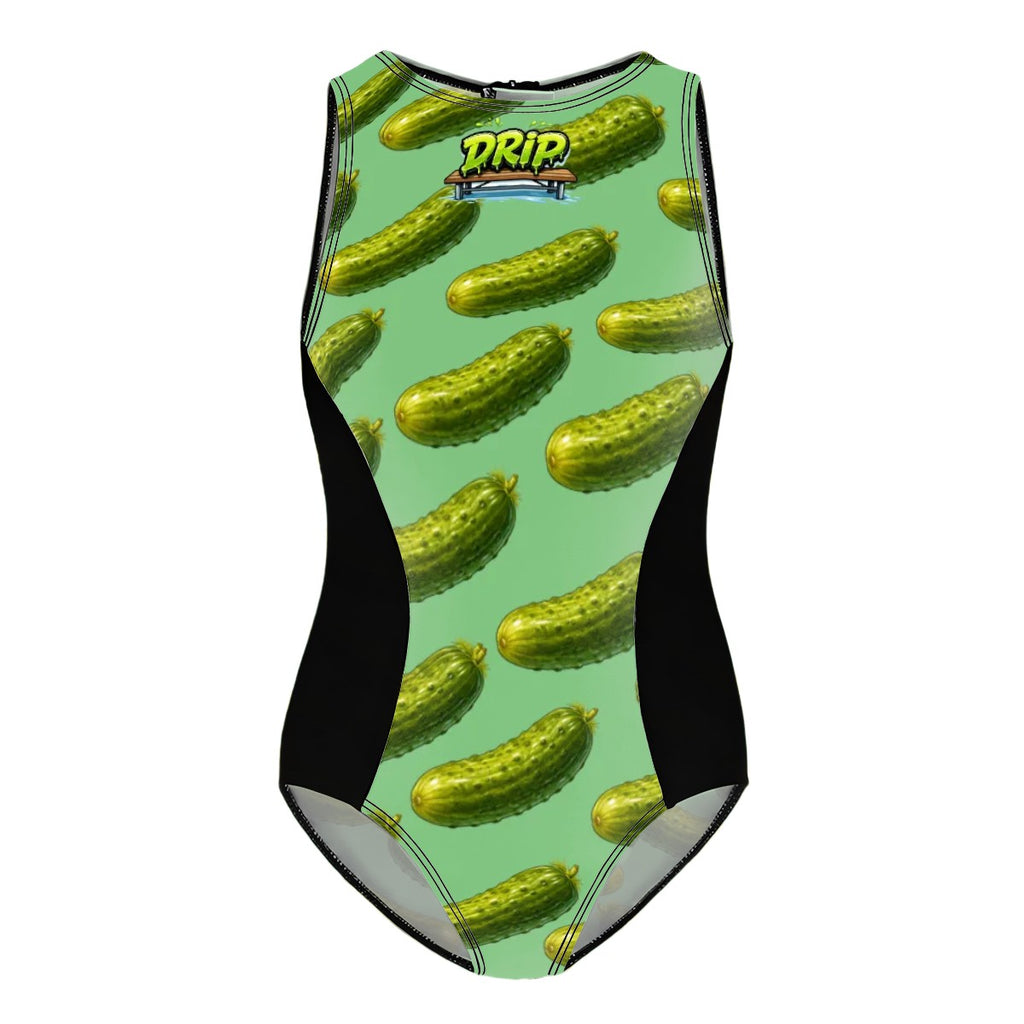 Girls One Piece Swimsuits - Drip Bench Pickled Green