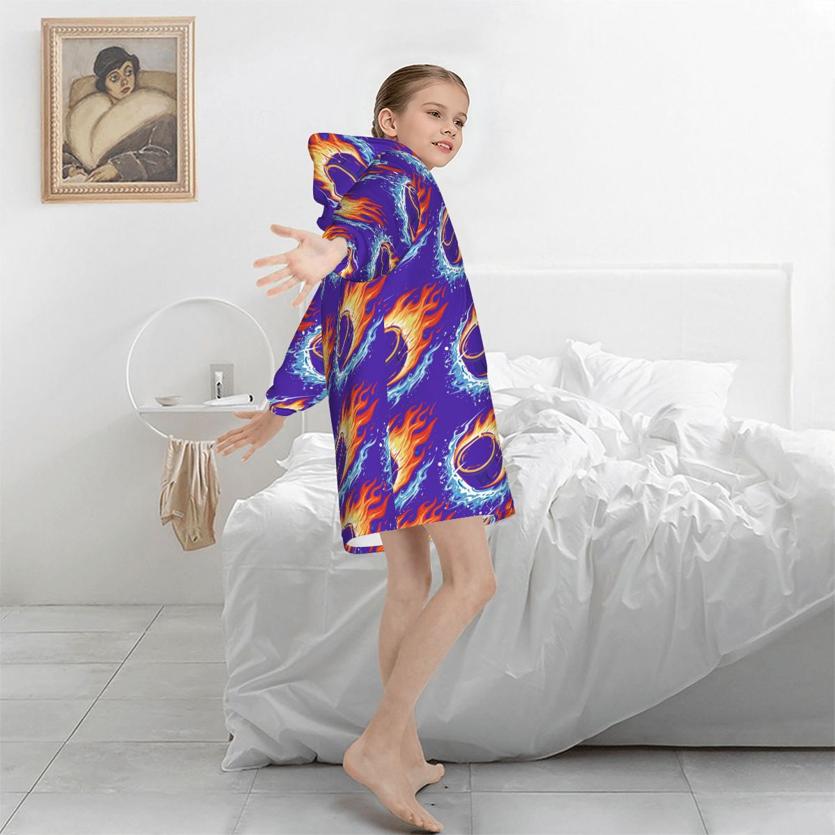 Youth Blanket Sweatshirt - Flamin Hockey Pucks Royal Purple
