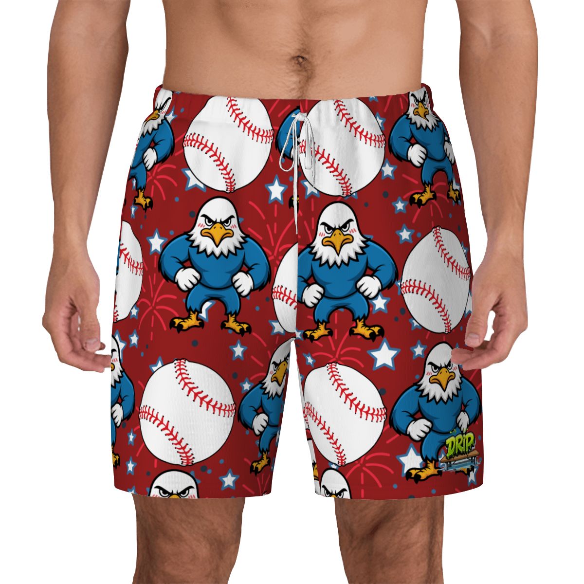 W2W Pro Mesh Hybrid Shorts - Stars and Strikes Classic Red