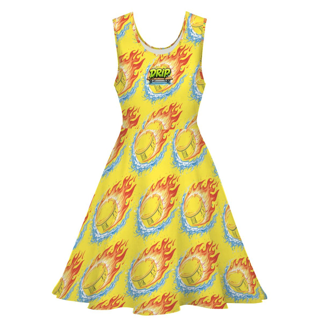 Women's Game Day Dress - Flamin Hockey Pucks Yellow