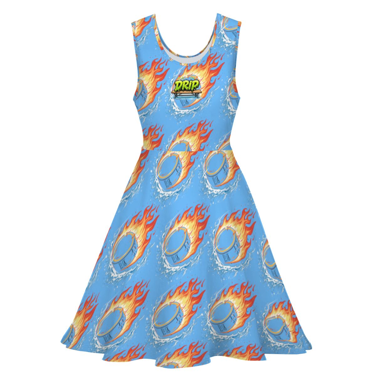 Women's Game Day Dress - Flamin Hockey Pucks Sky Blue