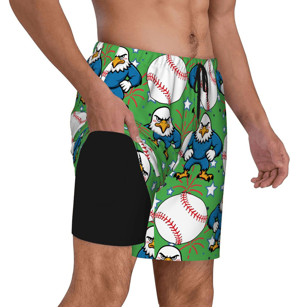 W2W Pro Mesh Hybrid Shorts - Stars and Strikes Green