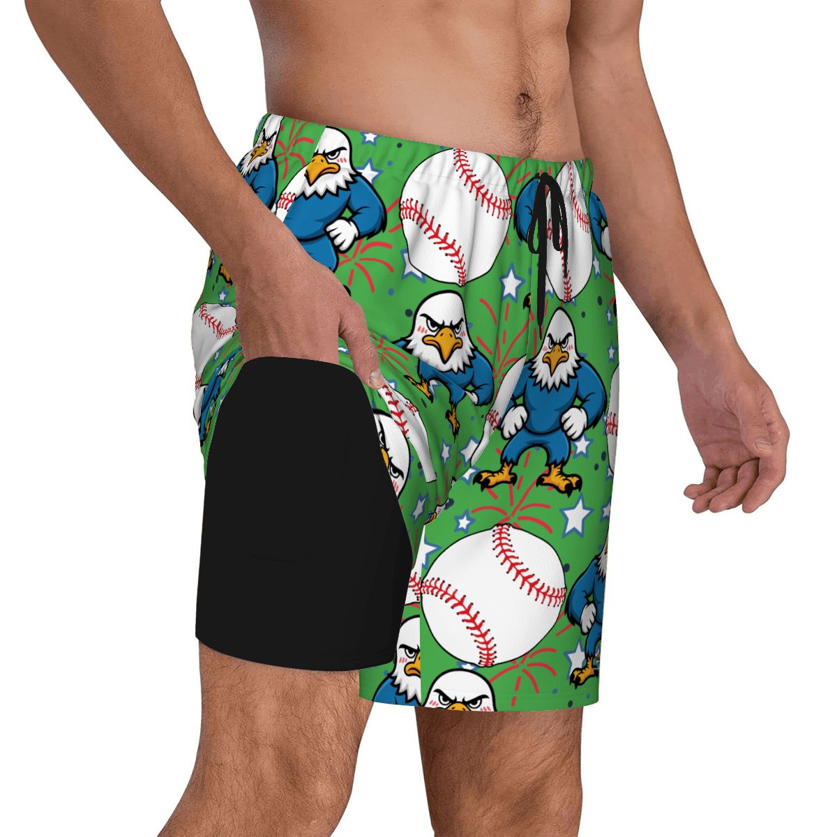 W2W Pro Mesh Hybrid Shorts - Stars and Strikes Green
