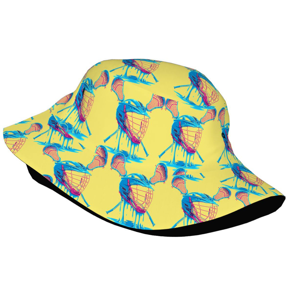 Drip Bucket Hat - Lacrosse Helmet Sticks Yellow