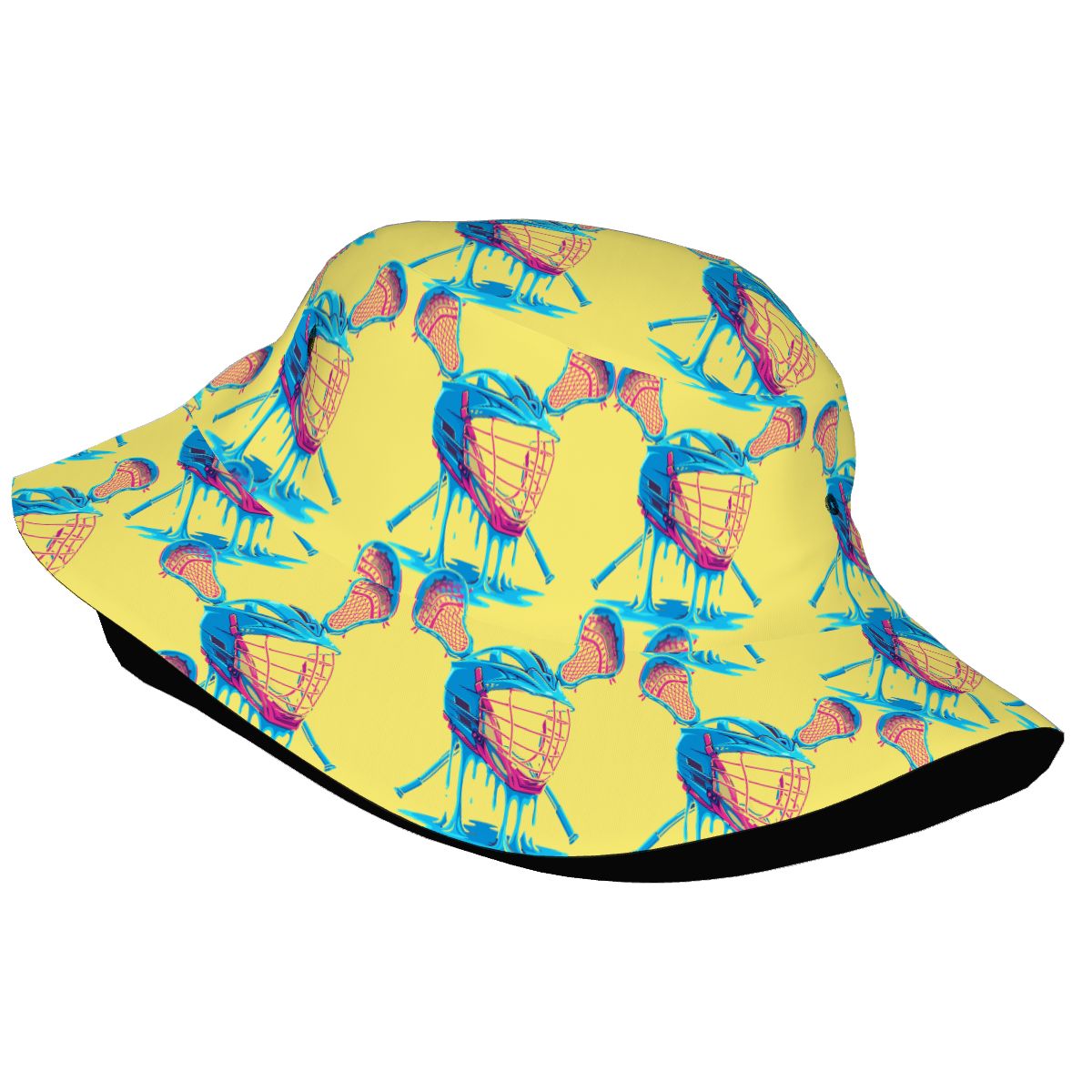 Drip Bucket Hat - Lacrosse Helmet Sticks Yellow