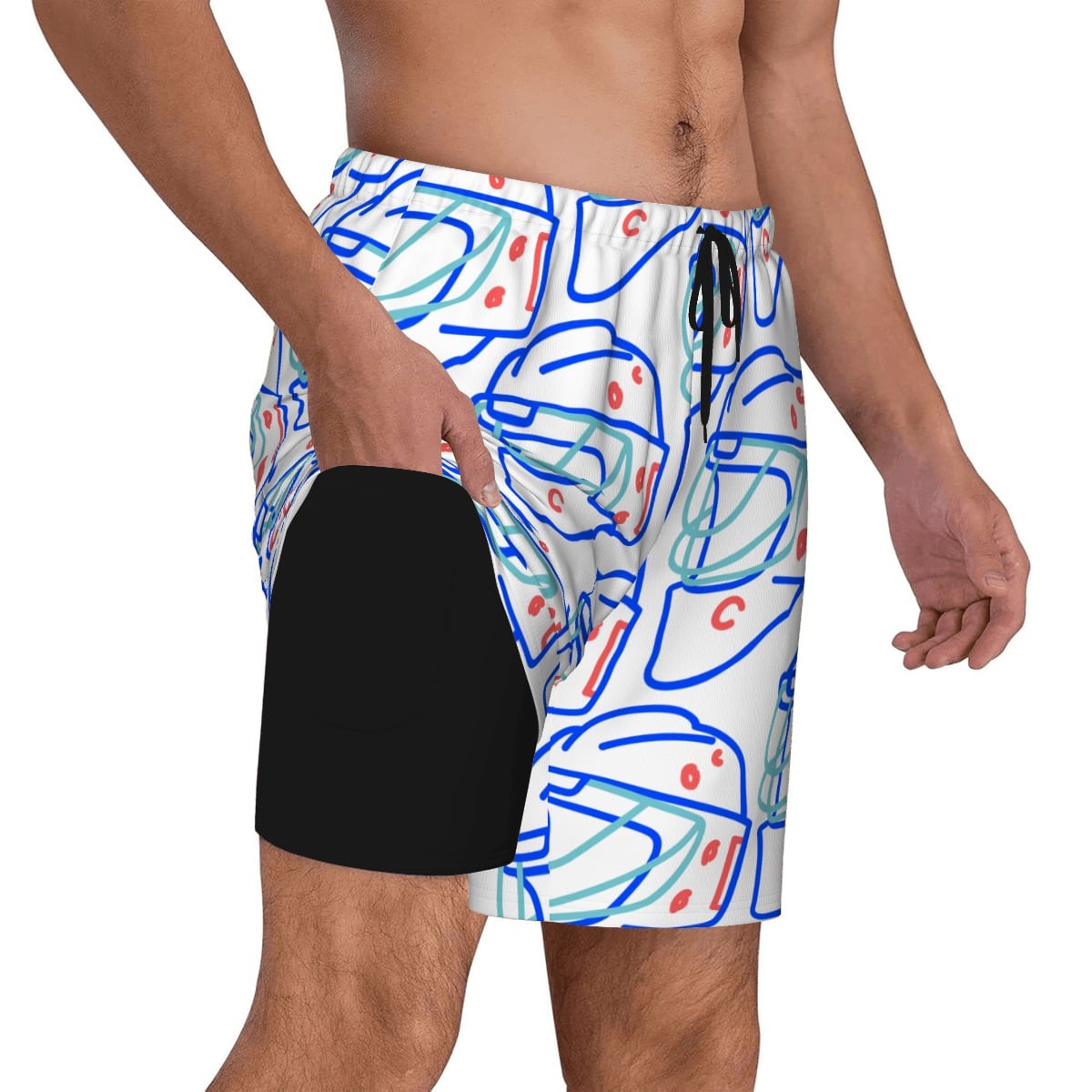 W2W Pro Mesh Hybrid Shorts - Goalie Helmet Sketch White