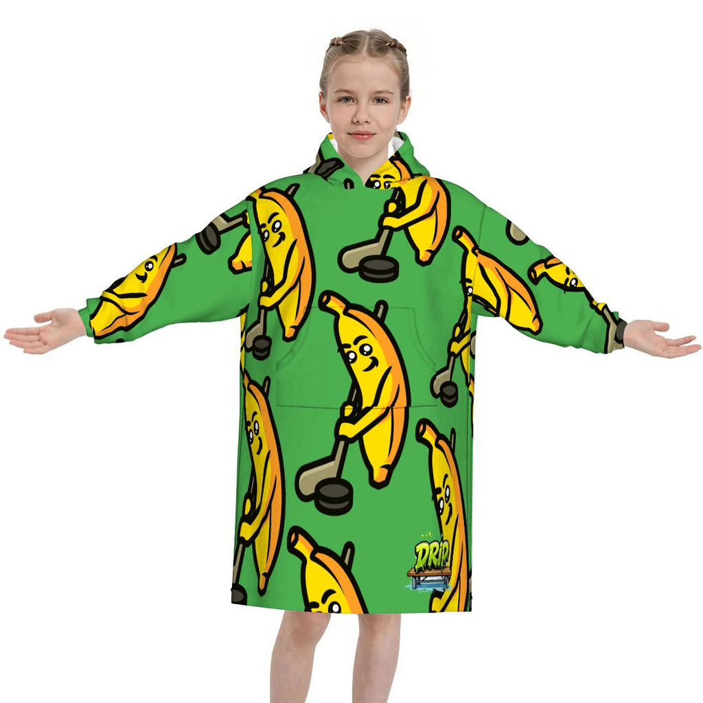 Youth Blanket Sweatshirt - Bananas for Hockey Green