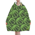 Adult Blanket Sweatshirt - Neon Basketballs Charcoal
