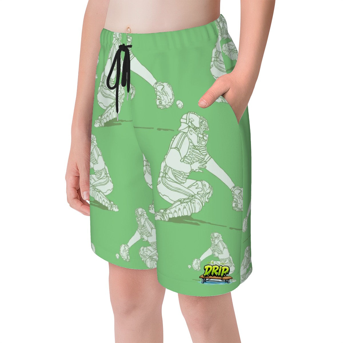 Youth Swim Shorts - Baseball Catcher Clove Green
