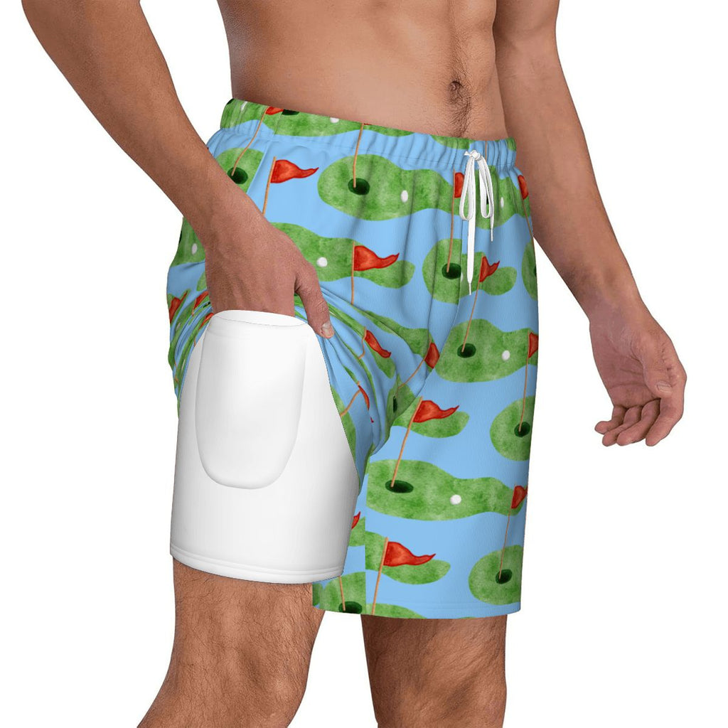W2W Pro Mesh Hybrid Shorts - Green Hole Sketch Blue