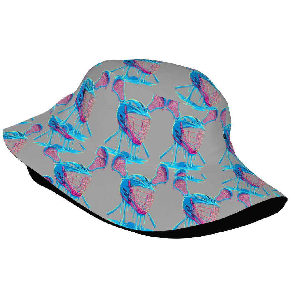 Drip Bucket Hat - Lacrosse Helmet Sticks Grey