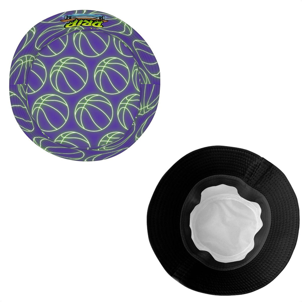 Drip Bucket Hat - Neon Green Basketballs Purple