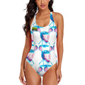 Cross-Back One Piece Swimsuit Women - Lacrosse Helmet Sticks White