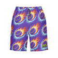 Men/Teen Swim Shorts - Flamin Hockey Pucks Royal Purple