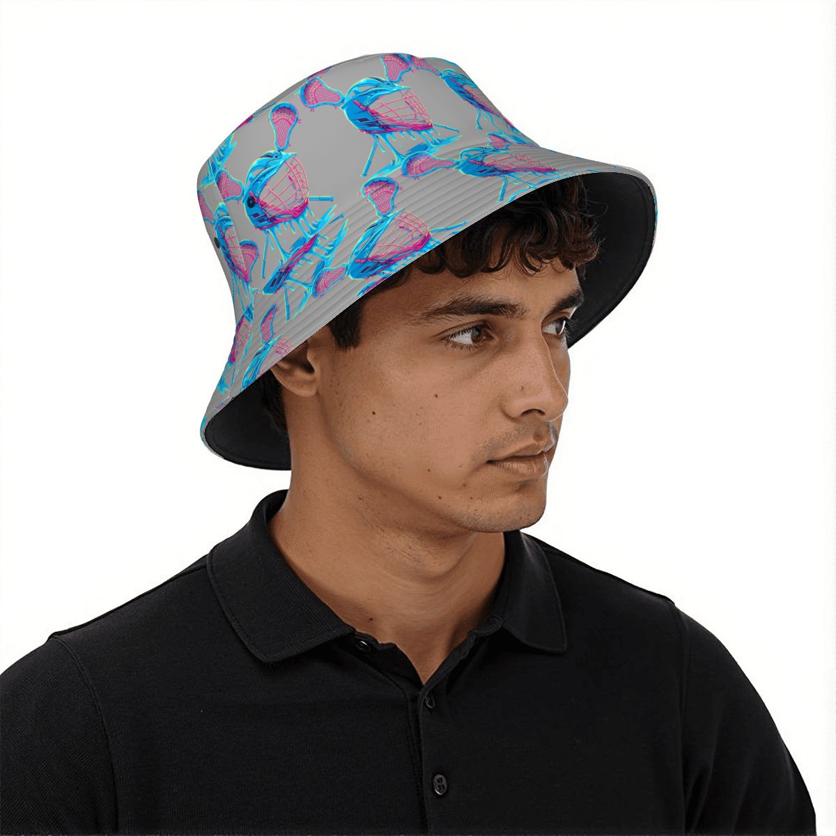 Drip Bucket Hat - Lacrosse Helmet Sticks Grey