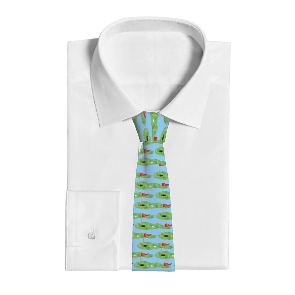 Game Day Tie - Golf Hole and Flag Blue