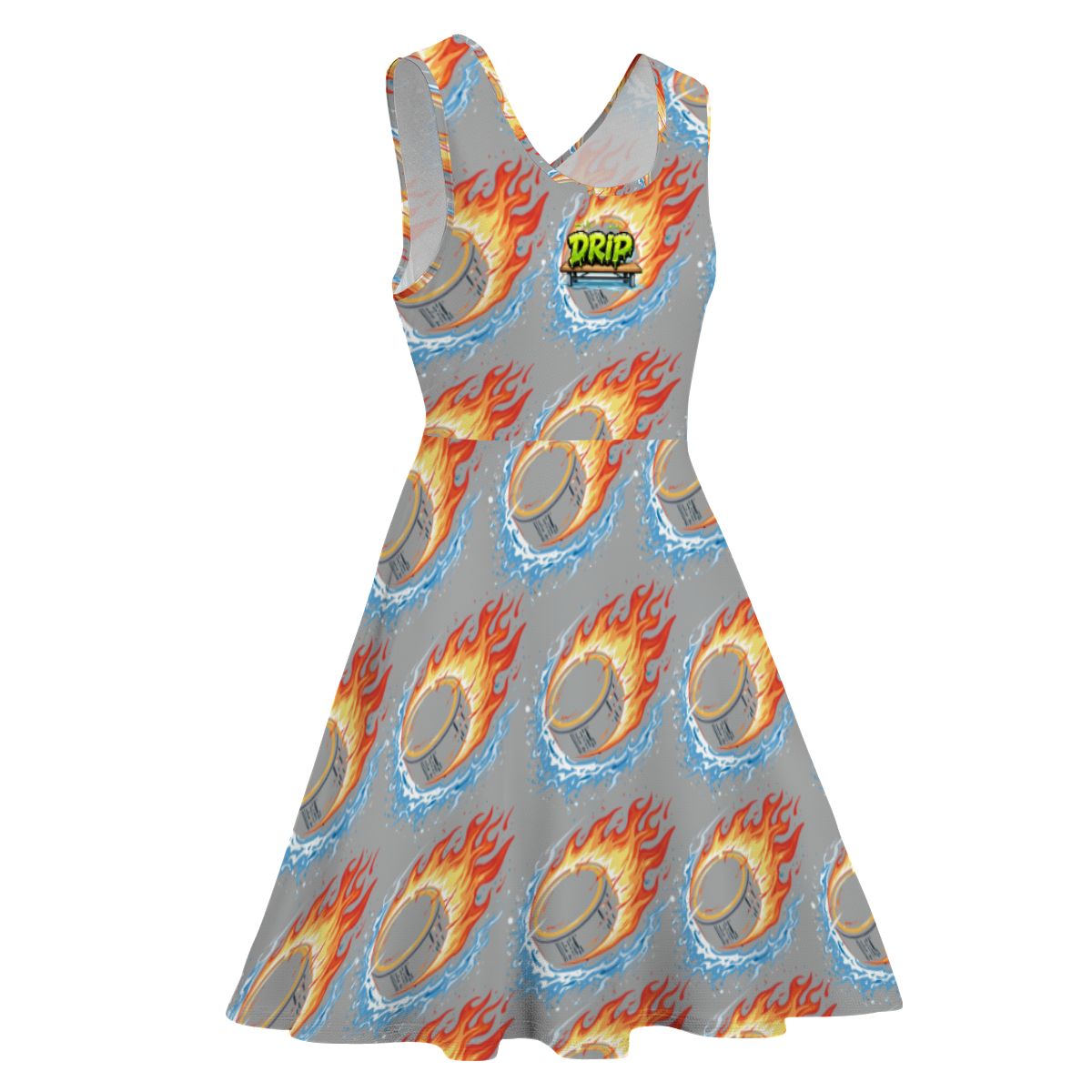Women's Game Day Dress - Flamin Hockey Pucks Grey