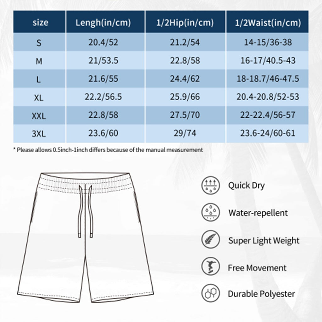 Men/Teen Swim Shorts - Lightning Bolts and Hockey Sticks White