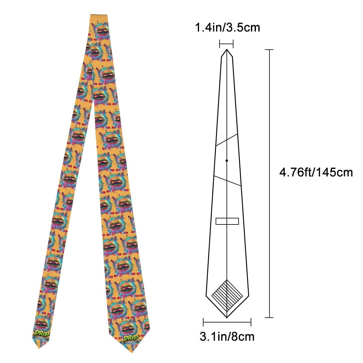 Game Day Tie - Cheeseburger and Hockey Sauce Orange
