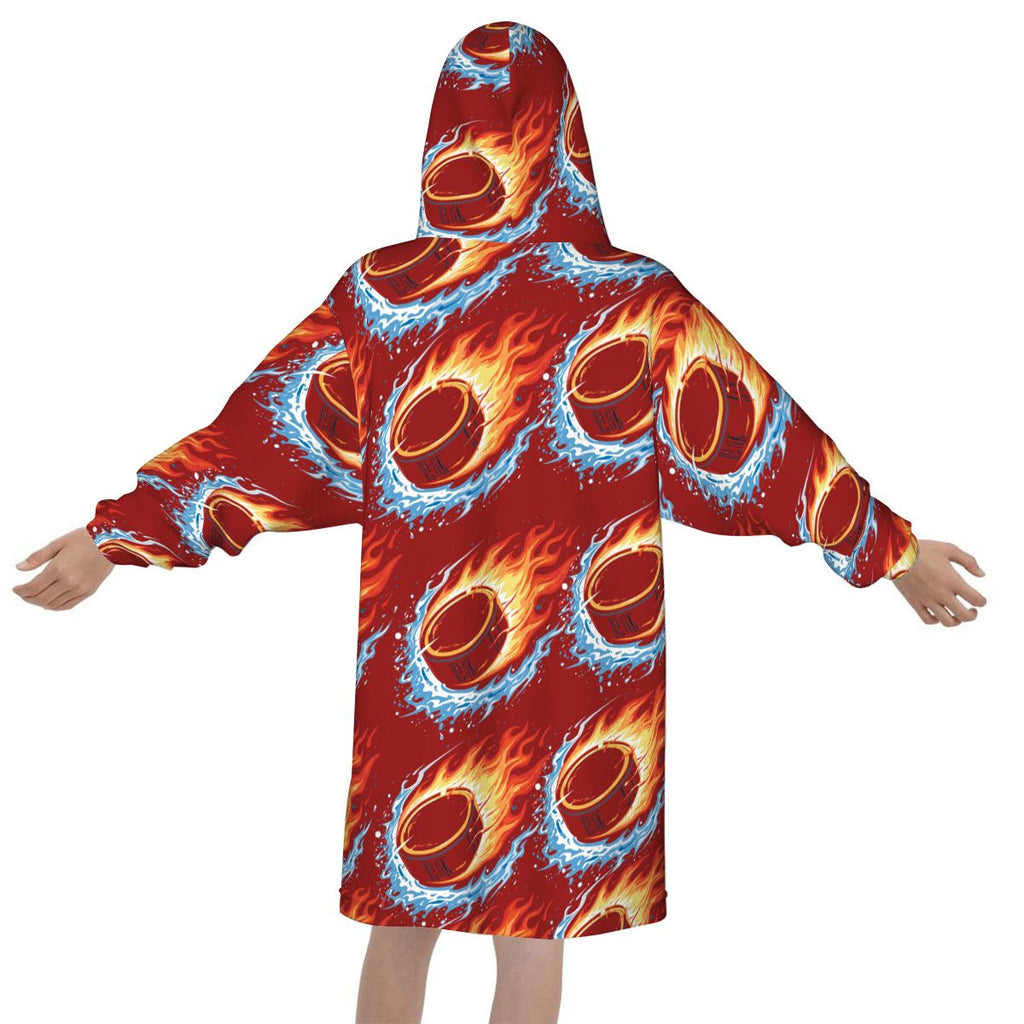 Youth Blanket Sweatshirt - Flamin Hockey Pucks Classic Red