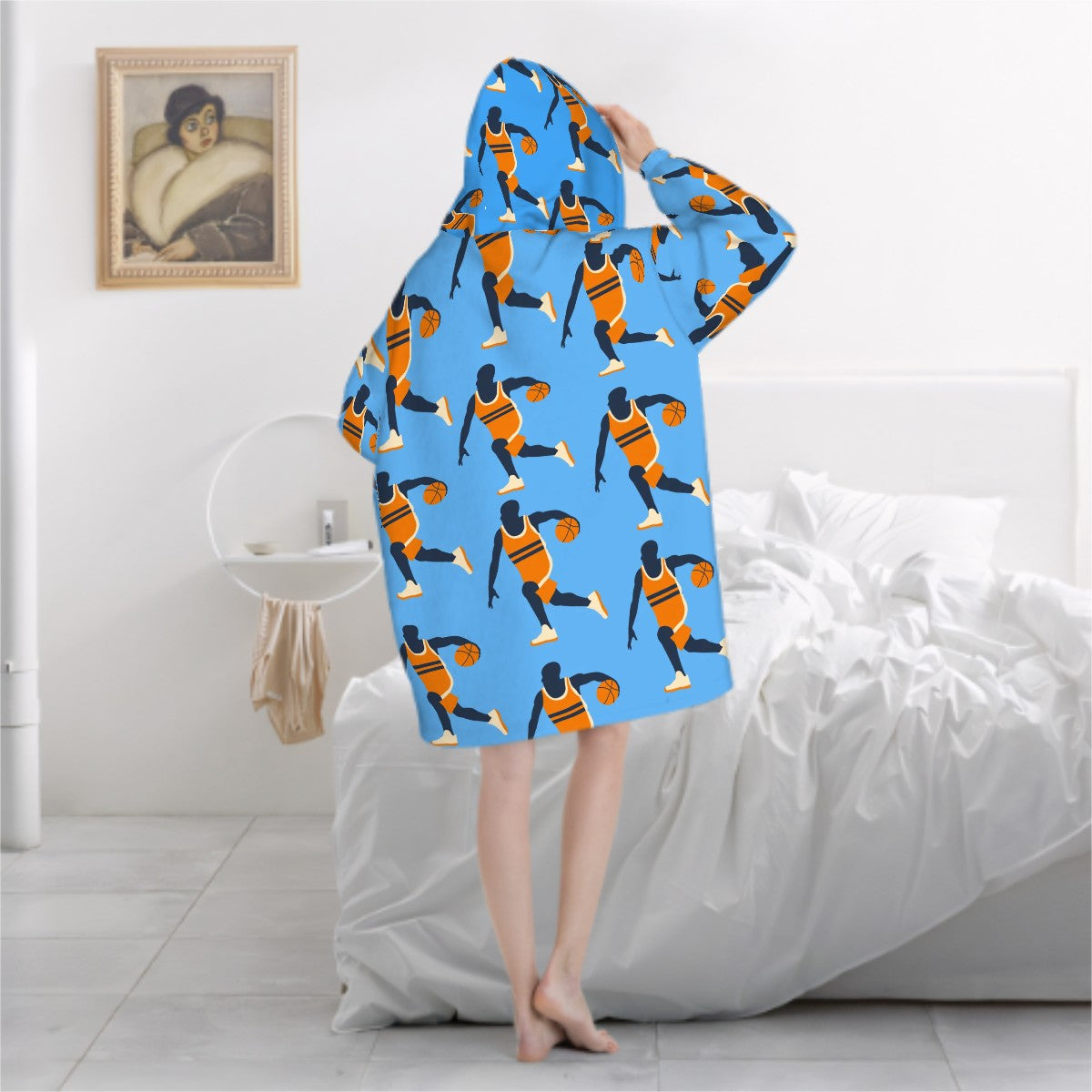 Adult Blanket Sweatshirt - Basketball Dribble Blue