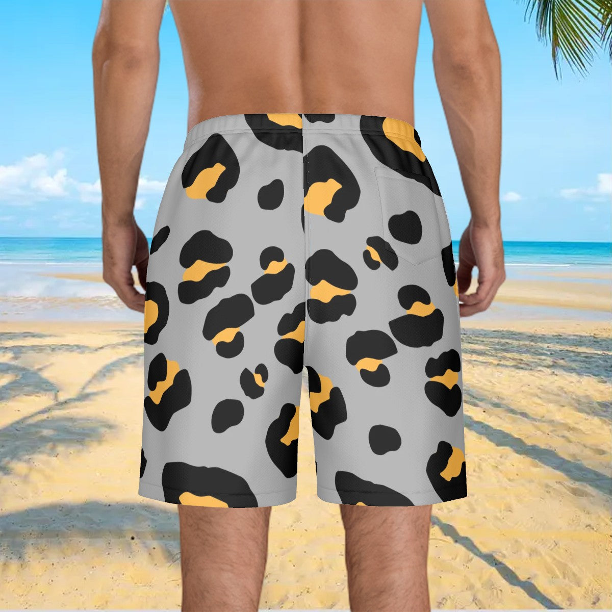 Men/Teen Swim Shorts - Drip Bench Leopard Grey