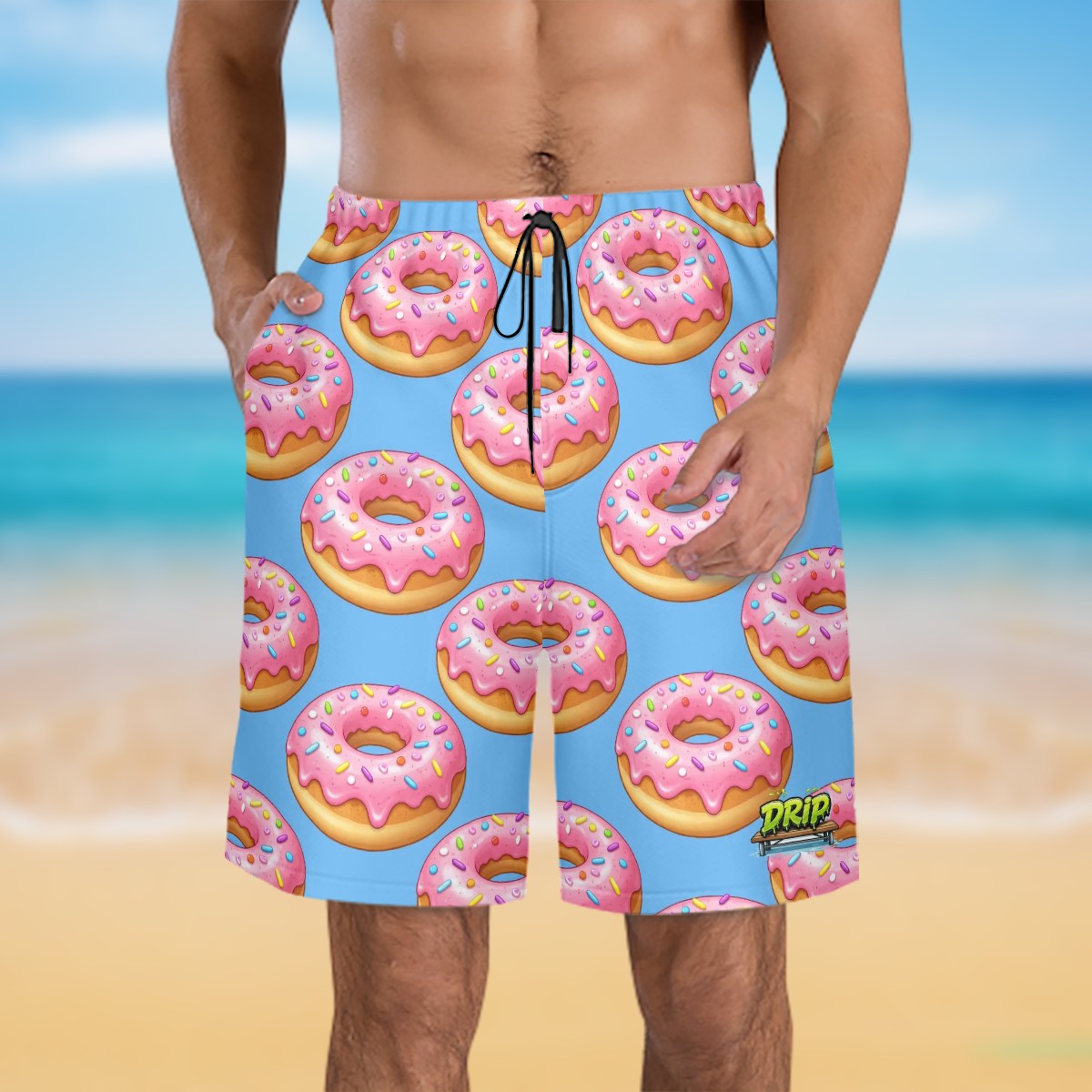 Men/Teen Swim Shorts - Donut Drip Blue
