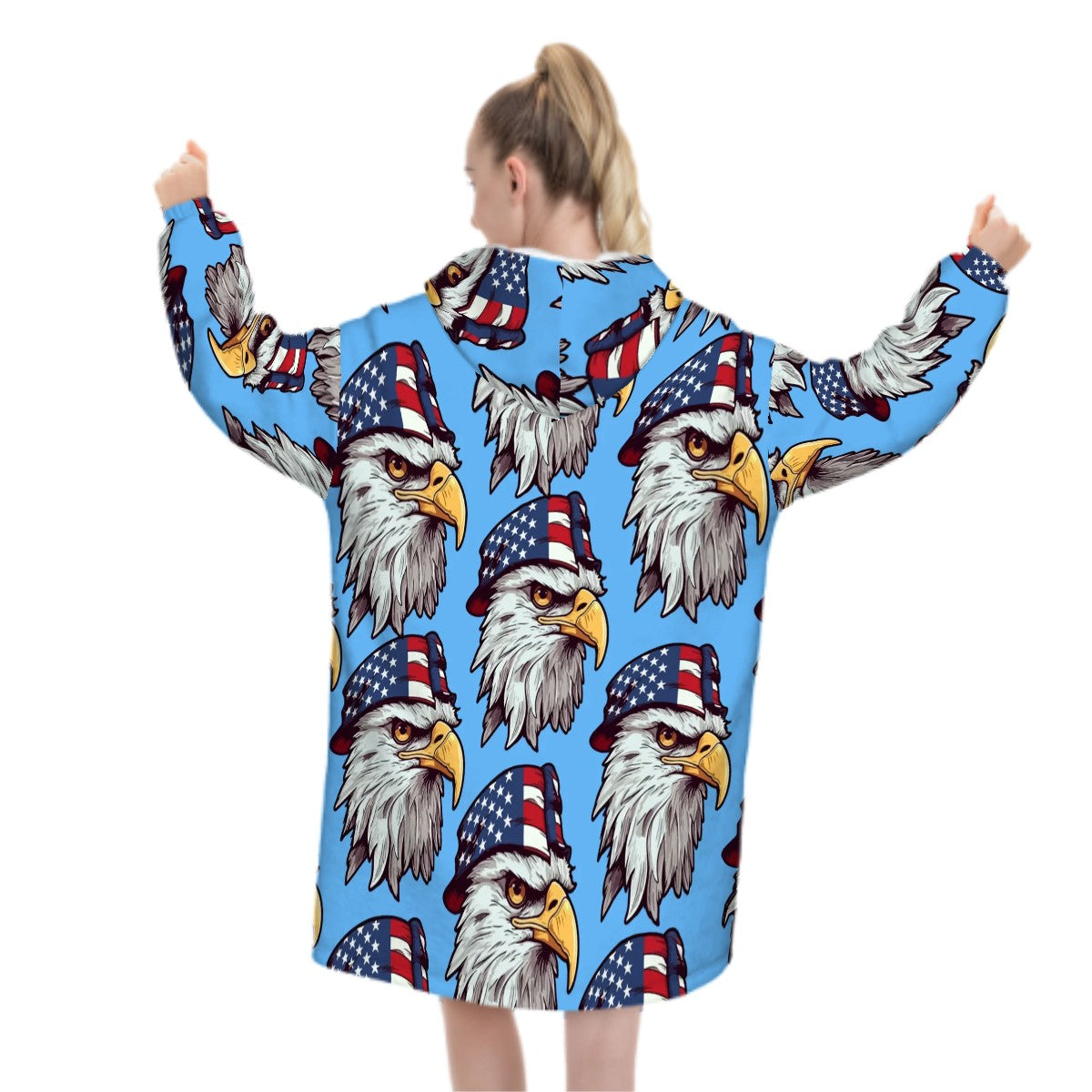 Adult Blanket Sweatshirt - Eagles Fly Sky Blue