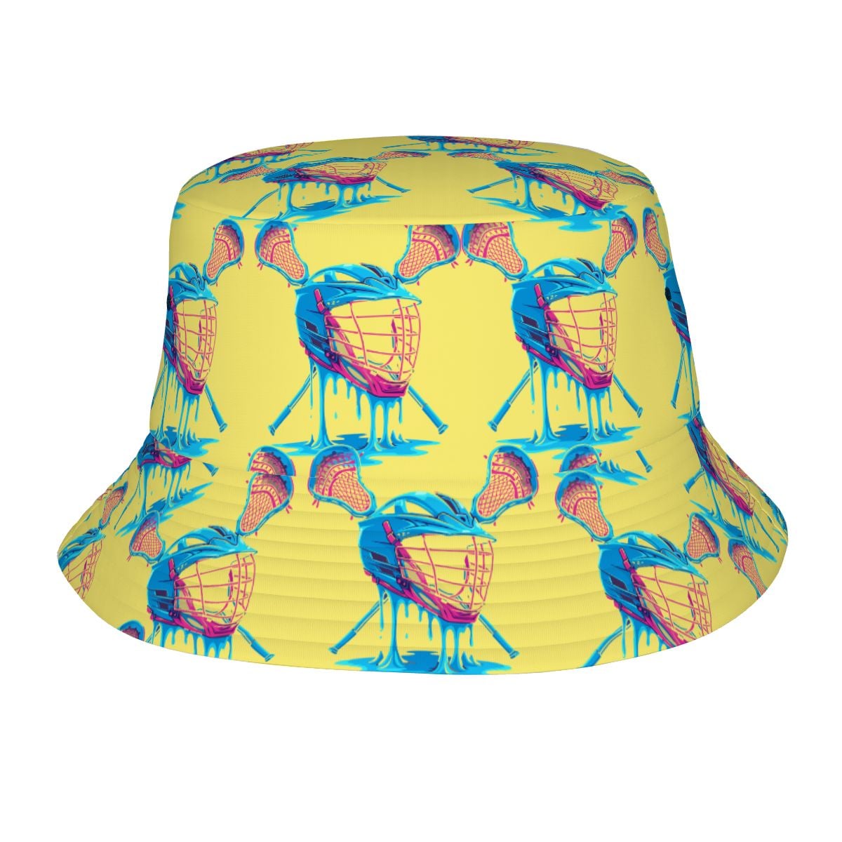 Drip Bucket Hat - Lacrosse Helmet Sticks Yellow