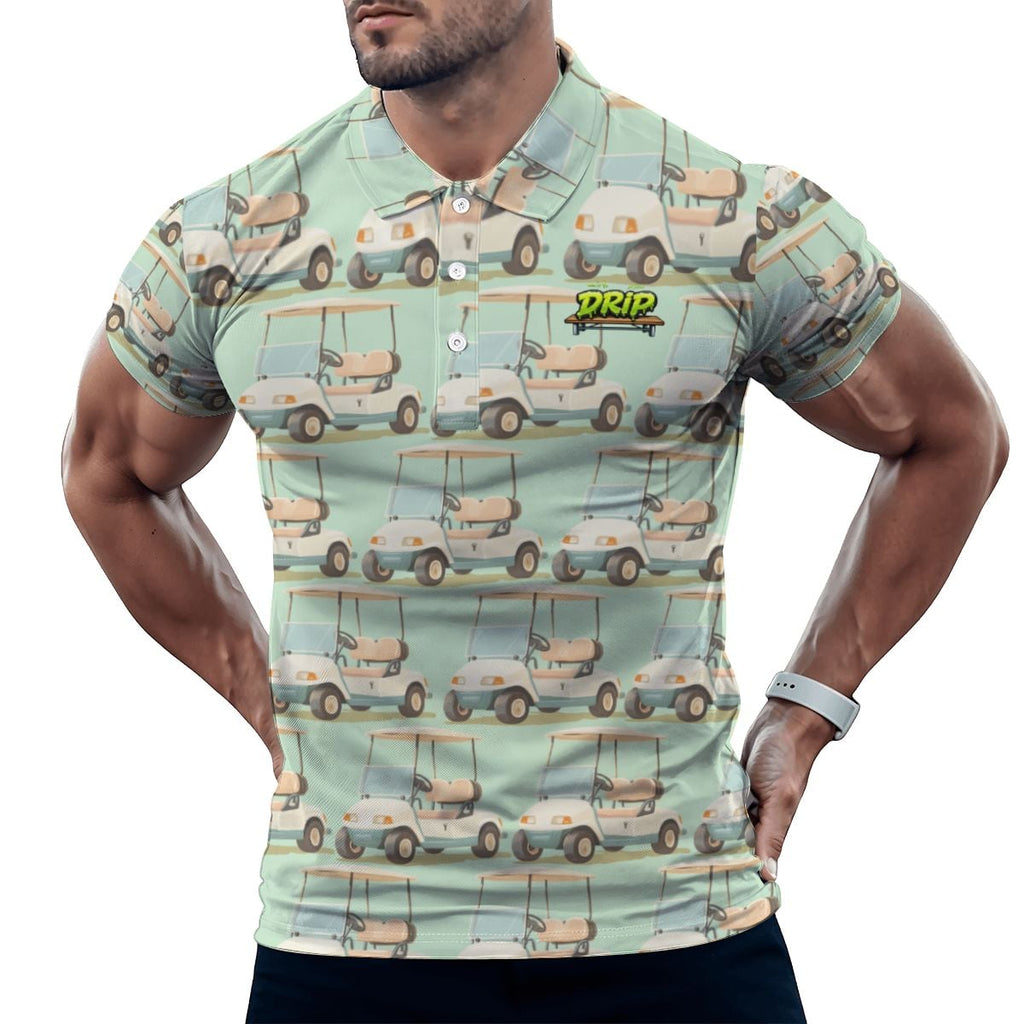 Uncle Golf Shirt - Golf Cart Sketch Mint Green