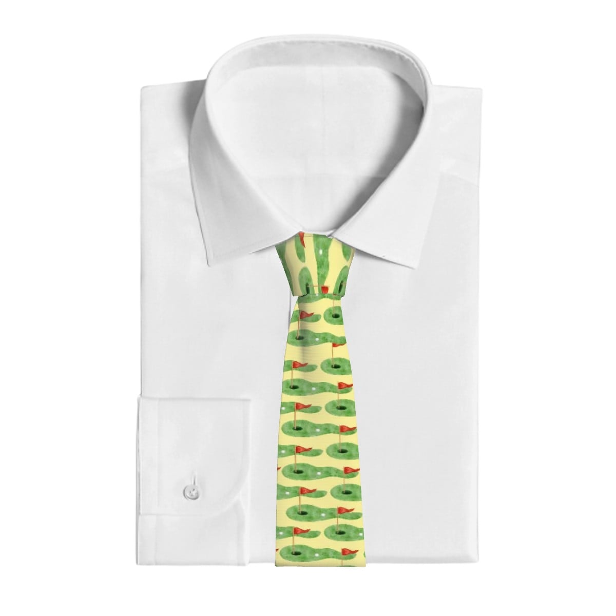 Game Day Tie - Golf Hole and Flag Yellow