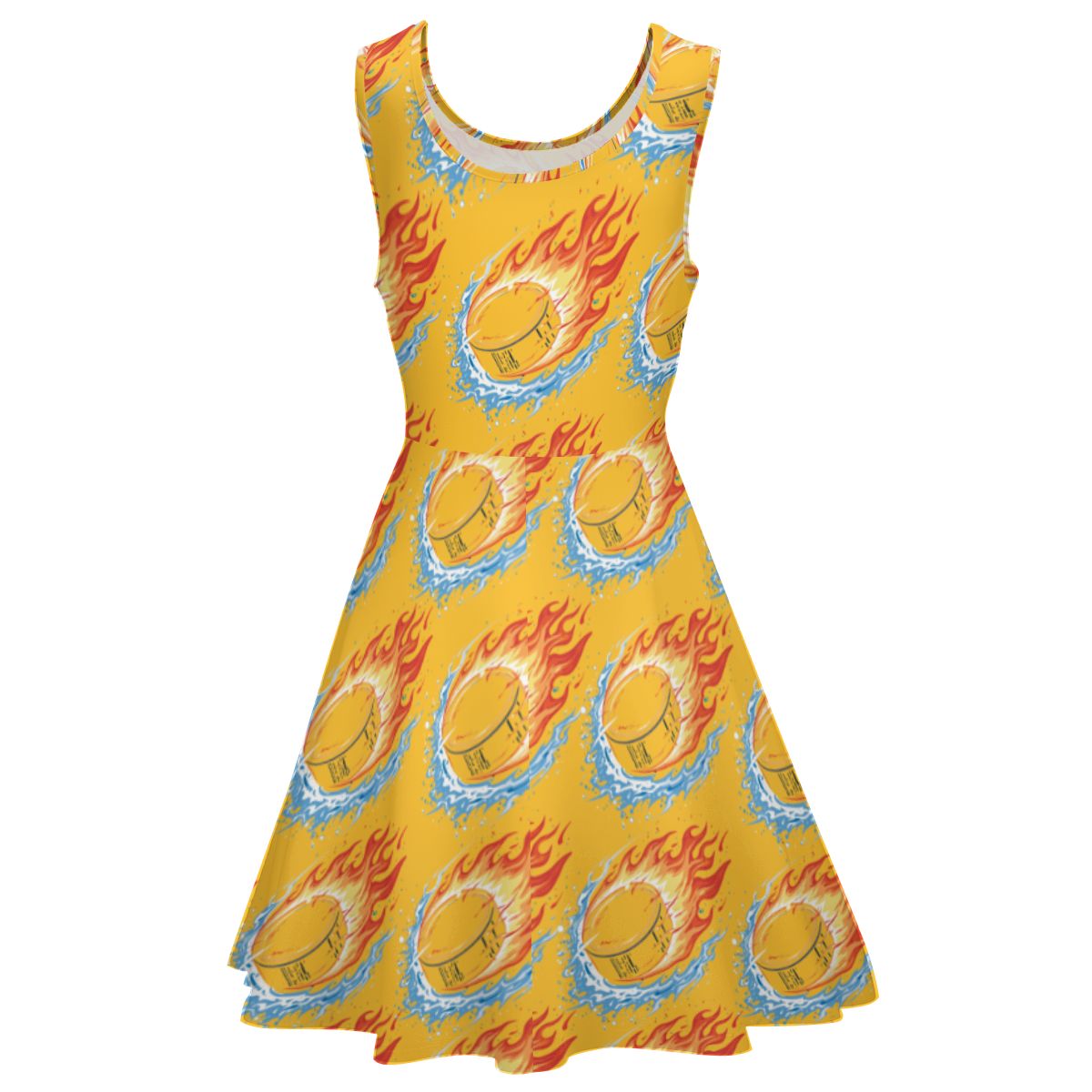 Women's Game Day Dress - Flamin Hockey Pucks Gold