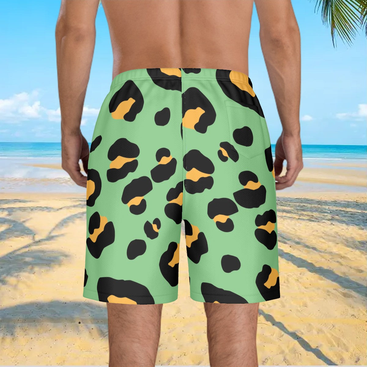 Men/Teen Swim Shorts - Drip Bench Leopard Jungle Green