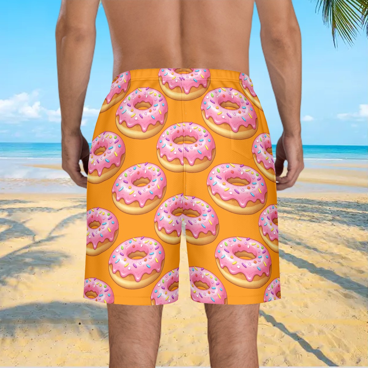 Men/Teen Swim Shorts - Donut Drip Orange