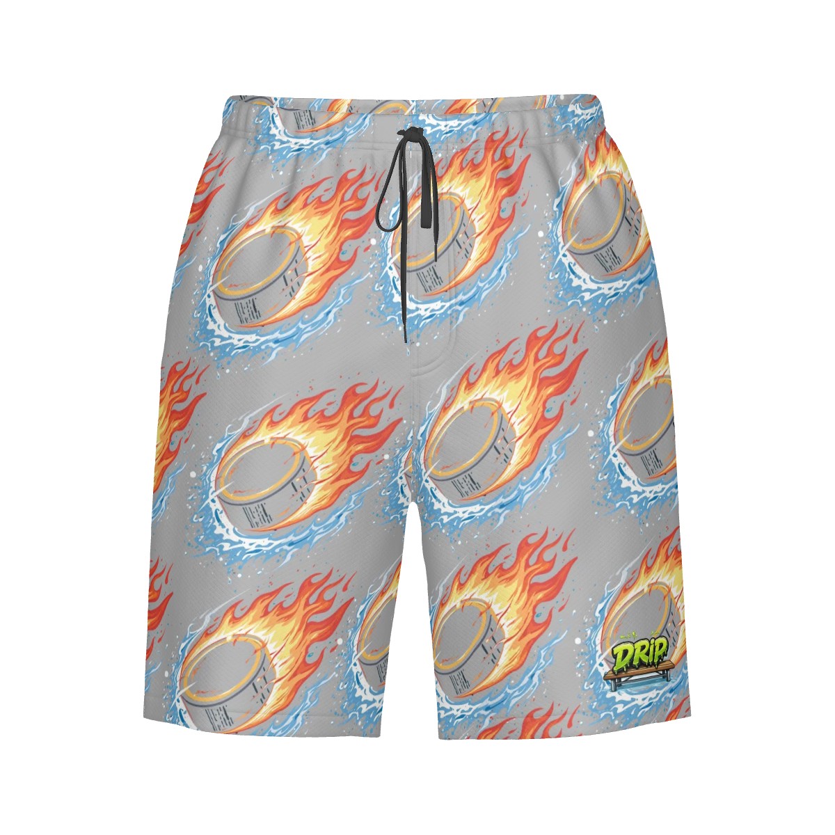 Men/Teen Swim Shorts - Flamin Hockey Pucks Grey
