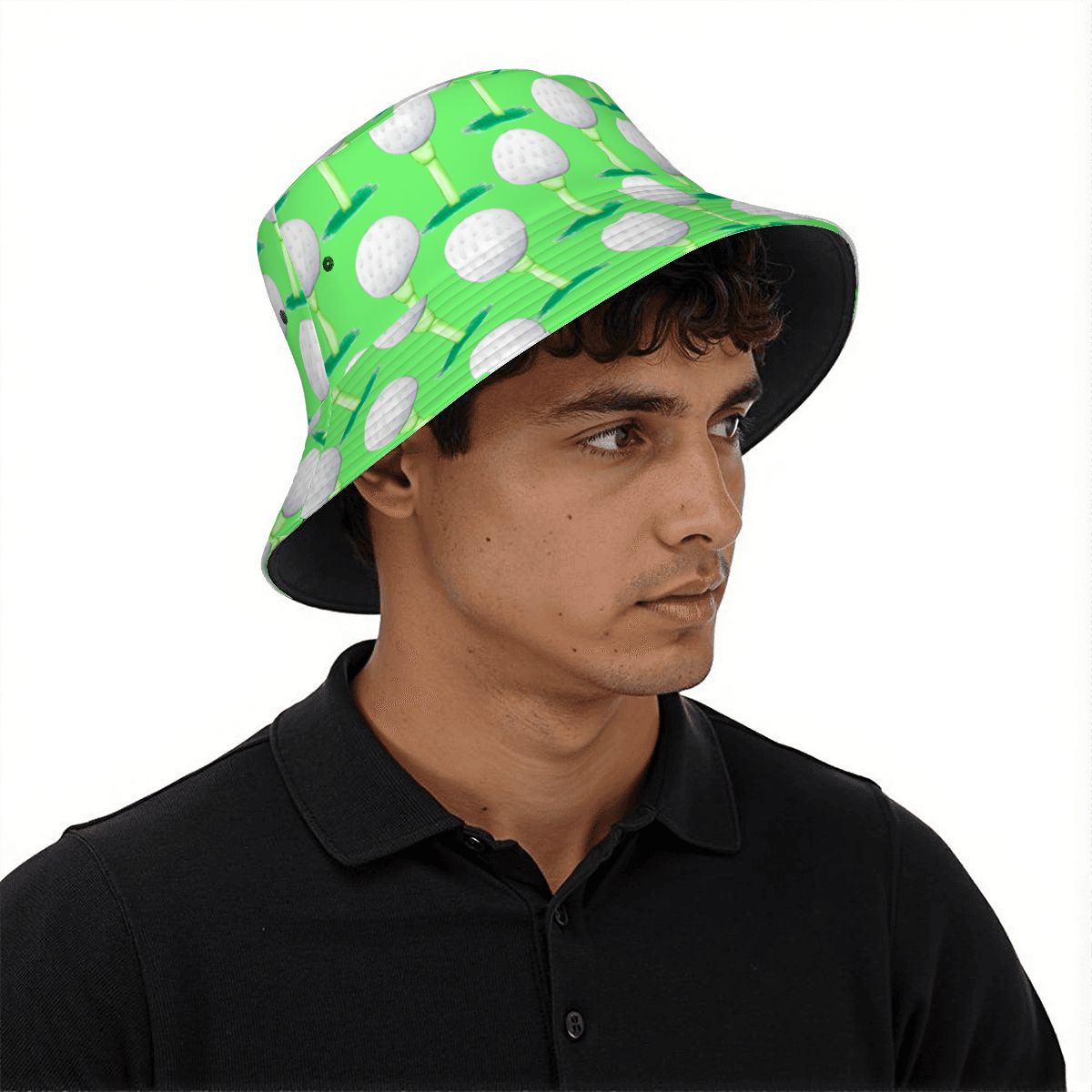 Drip Bucket Hat - Golf Ball and Tee Hot Green