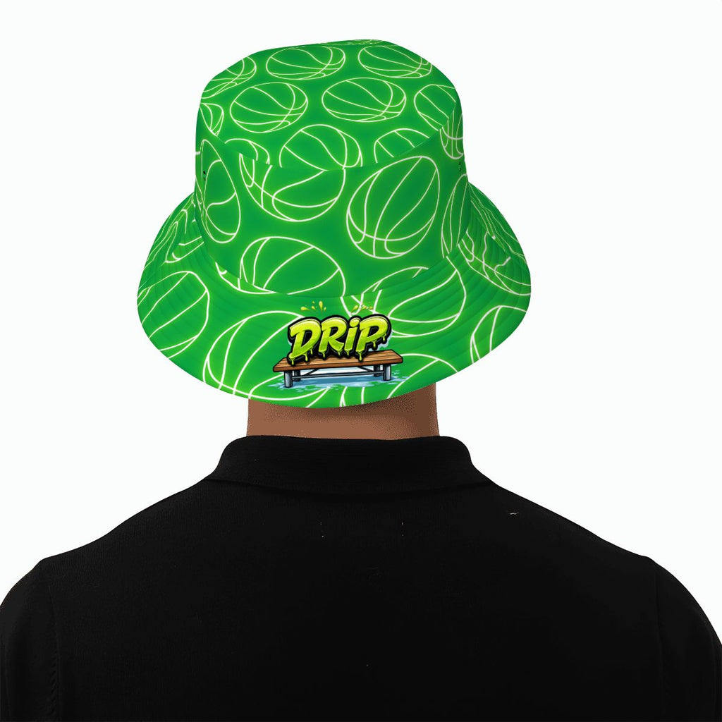 Drip Bucket Hat - Neon Green Basketballs Classic Green