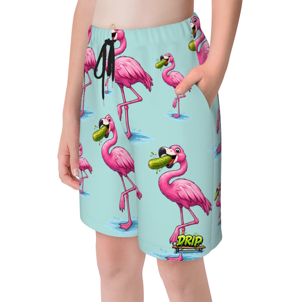 Youth Swim Shorts - Flamingo Pickle Seafoam