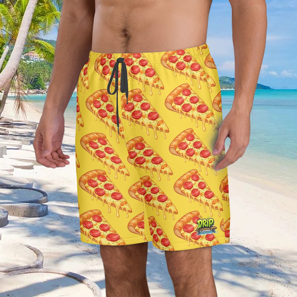 Men/Teen Swim Shorts - Pizza Yellow
