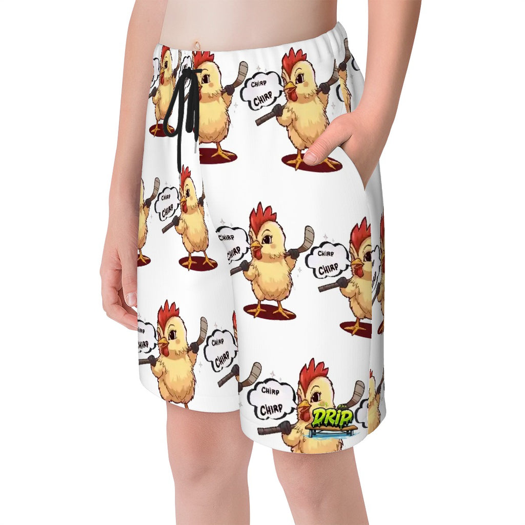 Youth Swim Shorts - Hockey Chirp Chirp White
