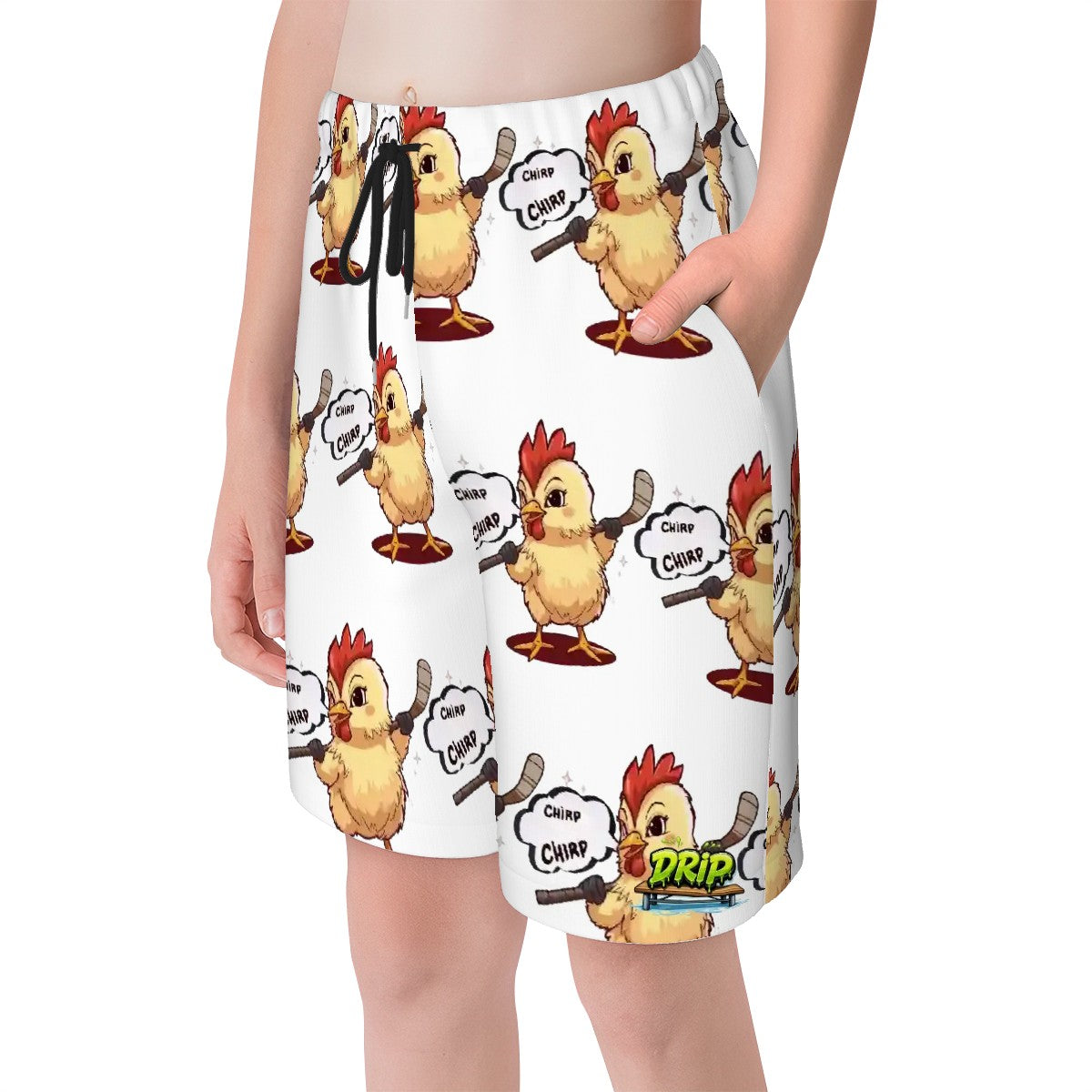 Youth Swim Shorts - Hockey Chirp Chirp White