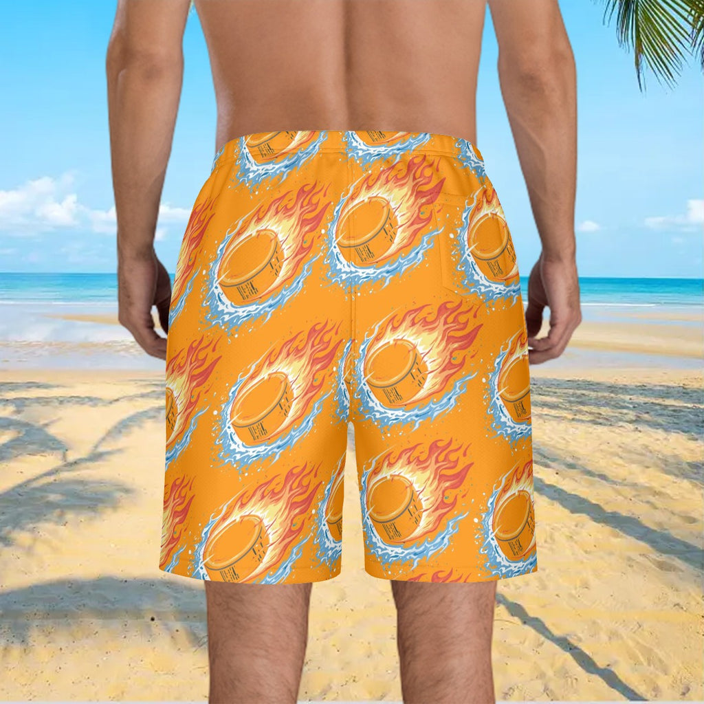 What to Workout Hybrid Shorts - Flamin Hockey Pucks Orange