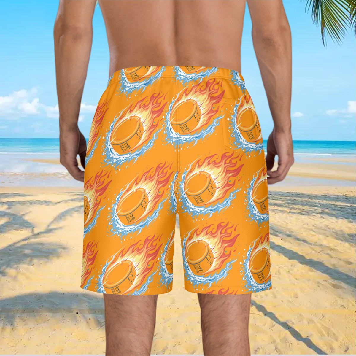 What to Workout Hybrid Shorts - Flamin Hockey Pucks Orange