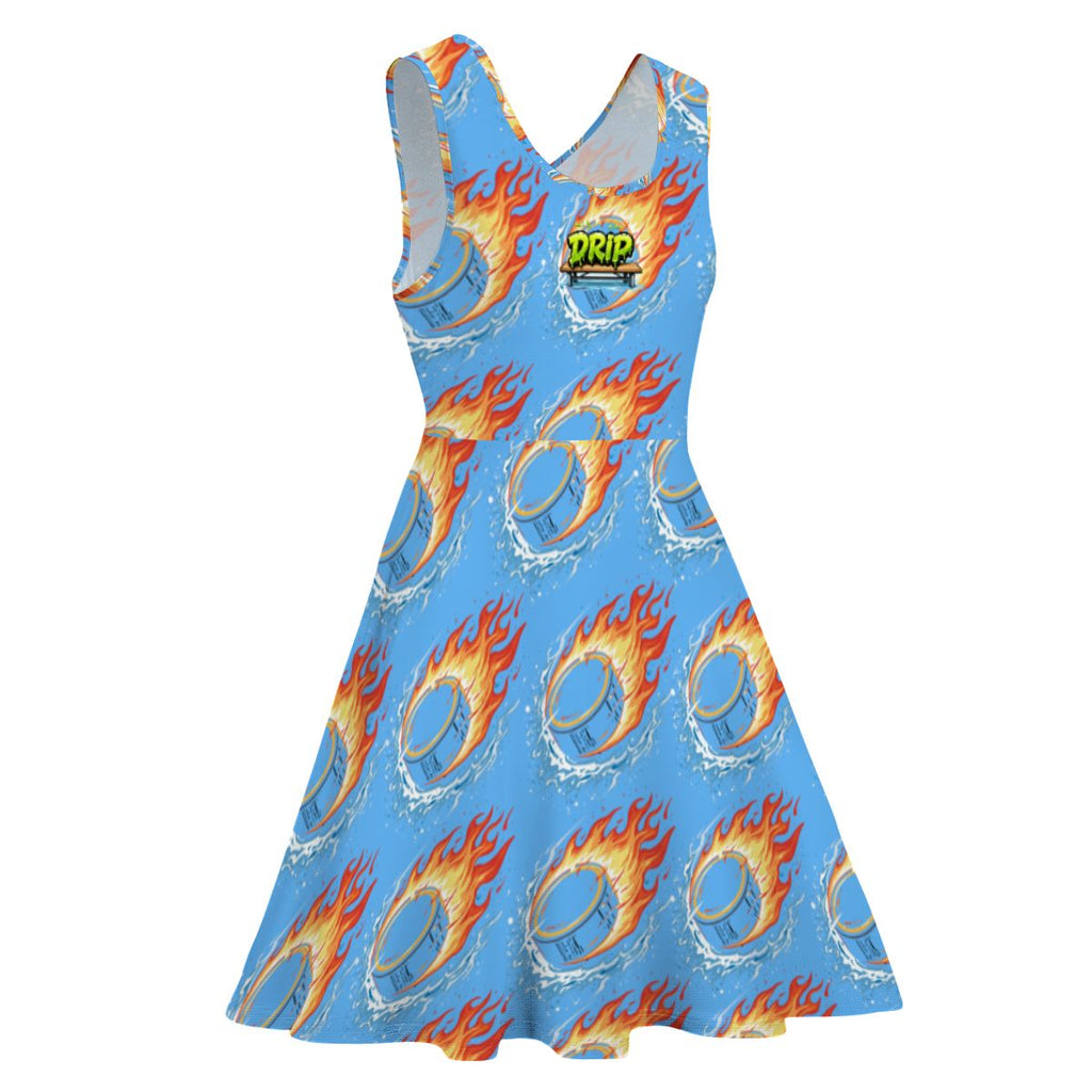 Women's Game Day Dress - Flamin Hockey Pucks Sky Blue