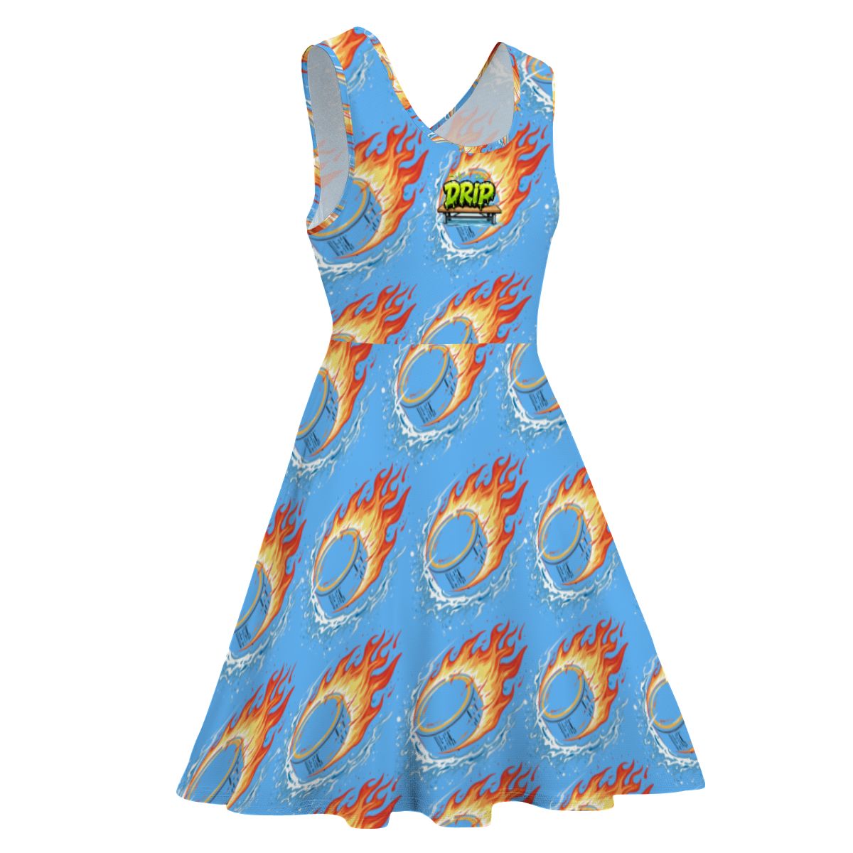Women's Game Day Dress - Flamin Hockey Pucks Sky Blue