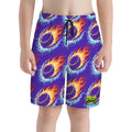 Youth Swim Shorts - Flamin Hockey Pucks Royal Purple
